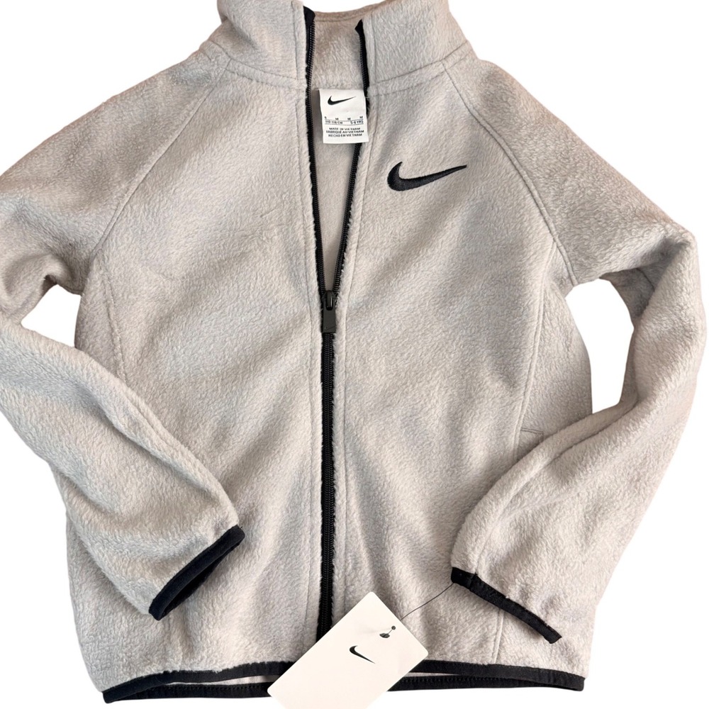Nike Boys Fleece Full Zip Jacket Atmosphere Gray Kids‎ Size 5-6 Years
